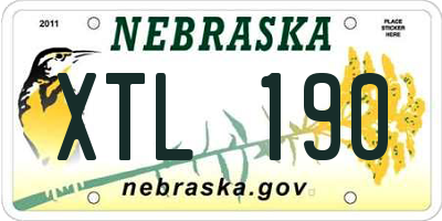 NE license plate XTL190