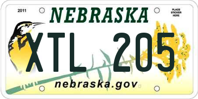 NE license plate XTL205