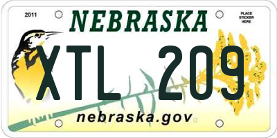 NE license plate XTL209