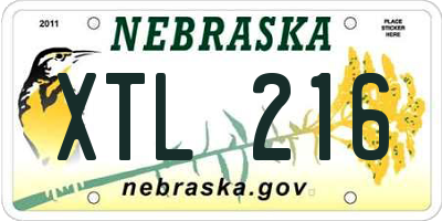 NE license plate XTL216