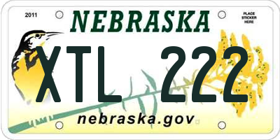 NE license plate XTL222