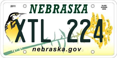 NE license plate XTL224
