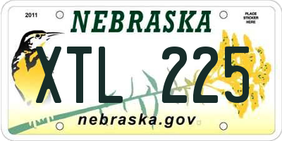 NE license plate XTL225