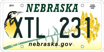 NE license plate XTL231