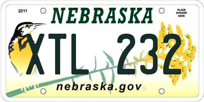 NE license plate XTL232