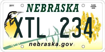 NE license plate XTL234