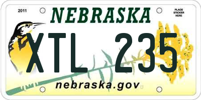 NE license plate XTL235