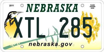 NE license plate XTL285