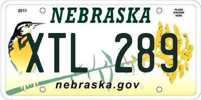 NE license plate XTL289