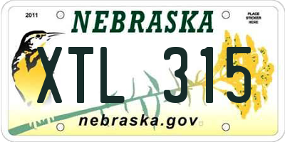 NE license plate XTL315