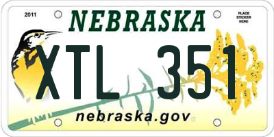 NE license plate XTL351