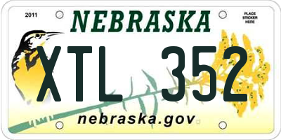 NE license plate XTL352