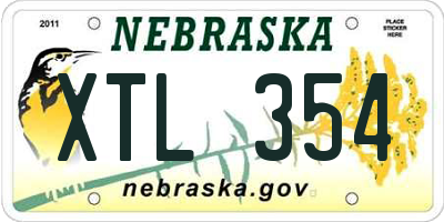 NE license plate XTL354
