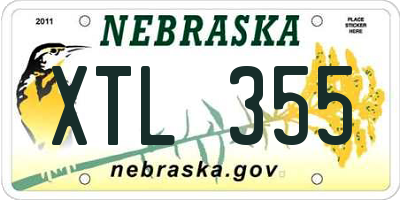 NE license plate XTL355