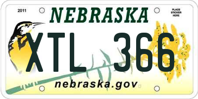 NE license plate XTL366
