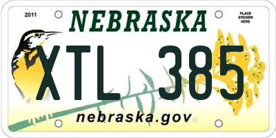 NE license plate XTL385