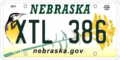 NE license plate XTL386