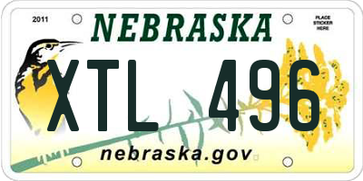 NE license plate XTL496