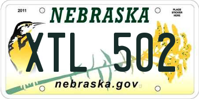 NE license plate XTL502