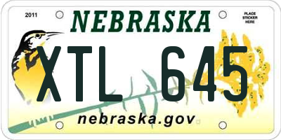 NE license plate XTL645