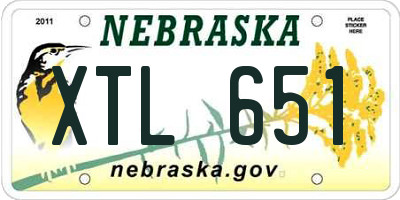 NE license plate XTL651