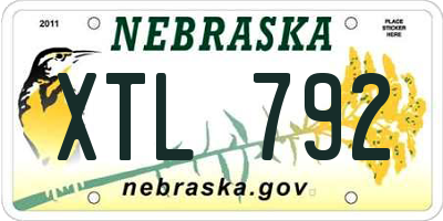NE license plate XTL792