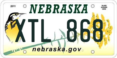 NE license plate XTL868