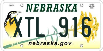 NE license plate XTL916