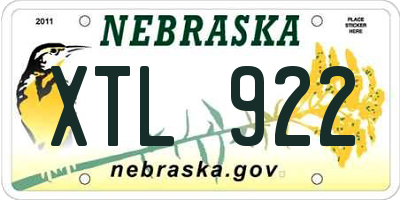 NE license plate XTL922