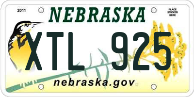 NE license plate XTL925