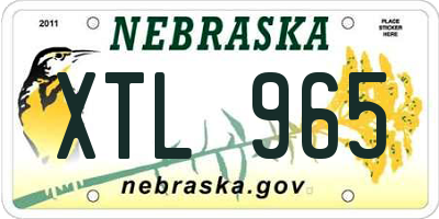 NE license plate XTL965
