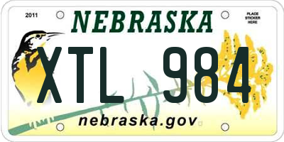 NE license plate XTL984
