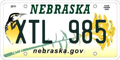 NE license plate XTL985