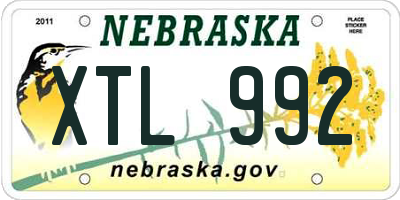 NE license plate XTL992