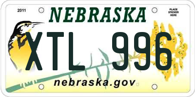 NE license plate XTL996