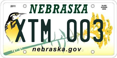 NE license plate XTM003