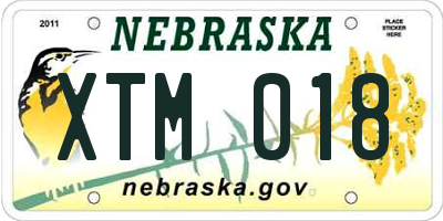 NE license plate XTM018