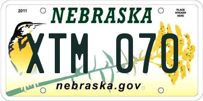 NE license plate XTM070