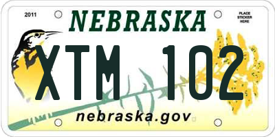 NE license plate XTM102