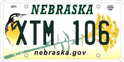 NE license plate XTM106