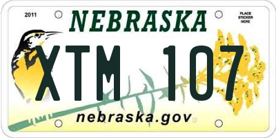 NE license plate XTM107