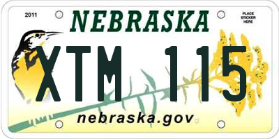 NE license plate XTM115