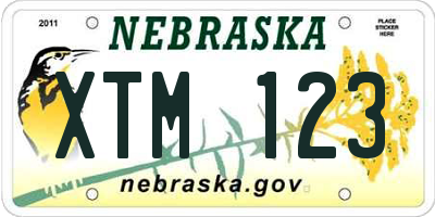 NE license plate XTM123