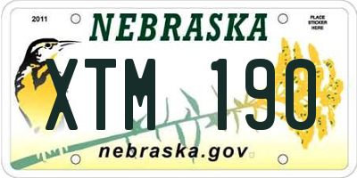 NE license plate XTM190