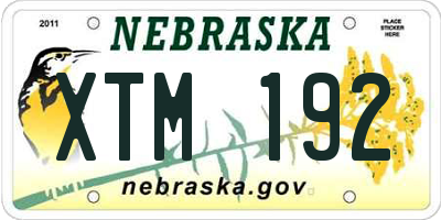 NE license plate XTM192