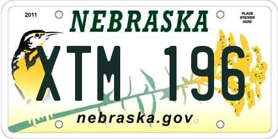 NE license plate XTM196