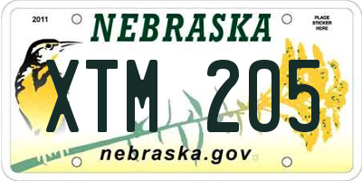 NE license plate XTM205