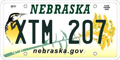 NE license plate XTM207
