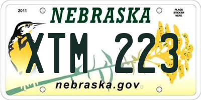 NE license plate XTM223