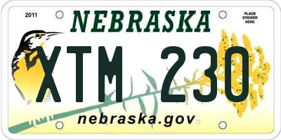 NE license plate XTM230
